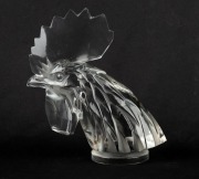 LALIQUE&nbsp;"T&ecirc;te De Coq" French glass car mascot, circa 1929-1933, stamped "Lalique, France", 18cm high - 3