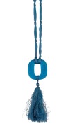 REN&Eacute; LALIQUE&nbsp;French Art Deco blue glass pendant on original blue silk cord with tassel, circa 1930, the glass pendant 5cm high