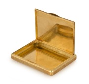 An antique Continental 14ct gold cigarette case with cabochon sapphire clasp, circa 1900, 8.7cm wide, 119.7 grams total - 2
