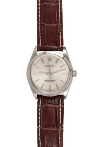 ROLEX "OYSTER PERPETUAL" stainless steel cased wristwatch with baton numerals, 3.5cm wide including crown