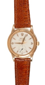 ROLEX shock resistant 10ct gold cased wristwatch with subsidiary dial, 3.5cm wide including crown