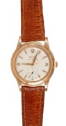 ROLEX shock resistant 10ct gold cased wristwatch with subsidiary dial, 3.5cm wide including crown