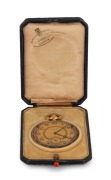An antique French 18ct gold and enamel pocket watch with Arabic numerals, subsidiary seconds dial and crown wind movement, housed in original box branded "Gubelin", 5.6cm high include bow - 2