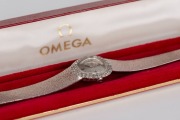 OMEGA spectacular 18ct white gold case and bracelet lady's evening watch with double diamond bezel, housed in original box, case stamped "18K, 750", 51.8 grams including movement - 5