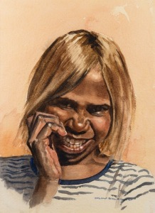 HELEN BALDWIN (1912-2021), (portrait of an Aboriginal girl), watercolour, signed lower right "Helen Baldwin", 37 x 27cm, 59 x 46cm overall