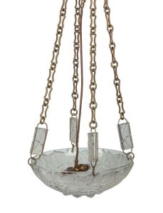 LALIQUE "Chammes" French Art Deco hanging light, circa 1930s, stamped "R. LALIQUE, FRANCE", 35cm diameter