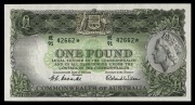 ONE POUND,&nbsp;(R.33S) Coombs/Wilson, Commonwealth Bank (1953) HE/91 42662* Star Note; about&nbsp;Uncirculated.