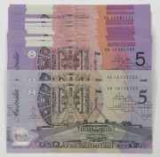 FIVE DOLLARS, 1992 Fraser/Cole (R.214) (2); plus 2012 Stevens/Parkinson (R.222a) (33), all Unc. (Total: 35).