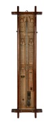 An antique English ADMIRAL FITZROY'S BAROMETER in cruciform oak case with spirit thermometer and storm tube, 19th century, ​​​​​​​105cm high