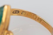 An antique 18ct gold ladies ring with green cameo hardstone insert, 19th century, 2.4 grams total - 2