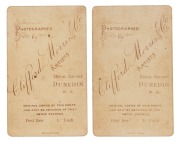 EDWARD (NED) KELLY CARTES-DE-VISITE,&nbsp;A pair of cartes-de-visite&nbsp;produced by Clifford, Morris & Co., Royal Arcade, Dunedin, the first depicting the sixteen year-old "EDWARD KELLY, WHEN RECEIVED INTO GAOL. 2ND AUGUST, 1871" and the second titled "EDWARD KEL - 2