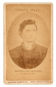 EDWARD (NED) KELLY CARTES-DE-VISITE,&nbsp;A pair of cartes-de-visite&nbsp;produced by Clifford, Morris & Co., Royal Arcade, Dunedin, the first depicting the sixteen year-old "EDWARD KELLY, WHEN RECEIVED INTO GAOL. 2ND AUGUST, 1871" and the second titled "EDWARD KEL - 3