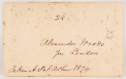 TASMANIAN CONVICT PHOTOGRAPH: A carte-de-visite, annotated verso: "28. Alexander Woods, per London. Taken at Port Arthur 1874". Alexander Wood was one of 250 convicts transported onboard the "London", arriving in Van Diemen's Land on 9th July 1844. He had - 2