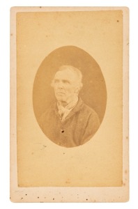 TASMANIAN CONVICT PHOTOGRAPH: A carte-de-visite, annotated verso: "97. Robert West per "Gilmore". Taken at Port Arthur 1874". Robert West was convicted at Kent and sentenced to 7 years transportation. He had arrived in Van Diemen's Land aboard the "Gilmore" in March 1832, 42 years before this photograph was taken.