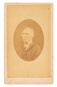 TASMANIAN CONVICT PHOTOGRAPH: A carte-de-visite, annotated verso: "97. Robert West per "Gilmore". Taken at Port Arthur 1874". Robert West was convicted at Kent and sentenced to 7 years transportation. He had arrived in Van Diemen's Land aboard the "Gilmor