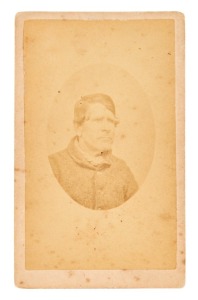 TASMANIAN CONVICT PHOTOGRAPH: A carte-de-visite, annotated verso: "259. George Wilson, Ld Lyndock 3. Taken at Port Arthur 1874." George Wilson arrived in New South Wales on the 8th August 1838 aboard the Lord Lyndoch. He had been transported for life at the Glasgow Court of Justiciary.
