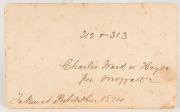 TASMANIAN CONVICT PHOTOGRAPH: A carte-de-visite, annotated verso: "312 + 313 Charles Ward or Hayes per Moffatt 2 . Taken at Port Arthur 1874." Ward (who called himself John) arrived aboard the Moffatt in May 1834, following his conviction at York. His se - 2