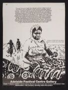 "UTOPIA - BATIK FROM THE DESERT", c. 1988 double-sided poster for exhibition at Adelaide Festival Centre Gallery. Located 270km northeast of Alice Springs, in 1979 a successful land claim hearing resulted in the Utopia community gaining permanent legal ti - 2