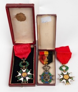 FRANCE: Two Legion d'Honneur medals and a Belgian medal "MUTUALITE&nbsp;ONDERLINGE&nbsp;BIJSTAND"; all with ribbons. (3).