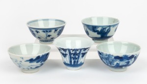 Five assorted antique Chinese blue and white porcelain tea bowls, Ming and Qing Dynasty, the largest 4cm high. ​​​​​​​PROVENANCE: Christie's Auction, 8/3/06.
