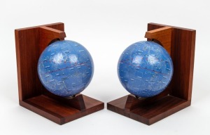 A pair of vintage celestial globe bookends, mid 20th century, 18cm high