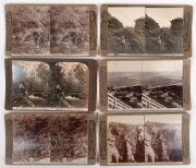 ROSE STEREOGRAPH COMPANY: More than one hundred and forty stereo cards sorted into 45 x 22.5 x 13.5cm wooden box, featuring subjects such as 1901 Duke of York celebrations, 1908 American Fleet visit to Australia, Boer War and Victorian Contingent, natural - 2