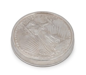 "LIBERTY" limited edition 32 oz. .999 silver ingot medallion, 10cm diameter, 900+ grams