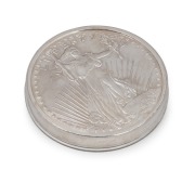 "LIBERTY" limited edition 32 oz. .999 silver ingot medallion, 10cm diameter, 900+ grams