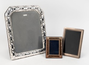 Two sterling silver picture frames, together with a silver plated picture frame, (3 items), the largest (silver plated example) 31cm high