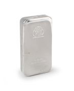 A one kilogram fine silver bullion bar, stamped "Ainsley Bullion, 1 Kilo Fine Silver, 999"
