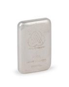 A five ounce fine silver bullion bar, stamped "Ainsley Bullion, 5oz Fine Silver, 9995"