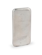 A 500 gram fine silver bullion bar, stamped "Ainsley Bullion, 500 Grams Fine Silver, 9999"