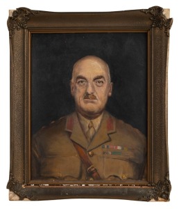 ARTIST UNKNOWN, (General Sir John Monash in uniform), oil on board, circa early 1920s, 40 x 32cm; overall 49 x 41cm.