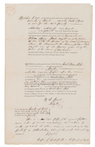 SARAH ANN HILL - FOUND GUILTY OF MURDER AND TRANSPORTED FOR THE TERM OF HER NATURAL LIFE: Two court documents recording the proceedings at York Assizes in December 1851 at which Hill was found guilty of killing her new-born baby and leaving the body in a 