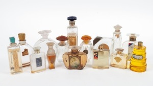 Fifteen assorted glass perfume bottles including some fine pressed glass stoppered examples, the largest 14cm high