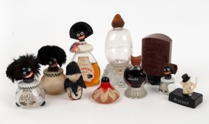 Ten assorted vintage perfume bottles including "GOLLIWOG" and MISCHIEF, the largest 14cm high