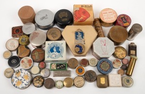 Fifty assorted vintage cosmetics boxes, tins, etc,