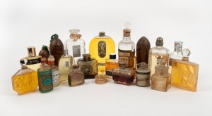 Twenty two assorted perfume bottles, eau de cologne bottles, and timber cases, ​​​​​​​the largest 16cm high