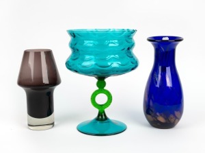 Three art glass vases, Italian and Scandinavian, ​​​​​​​25cm high