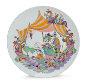 ROSENTHAL "Studio-Linie" German porcelain charger, signed "Bjørn Wiinblad", green factory mark to base, 33cm diameter