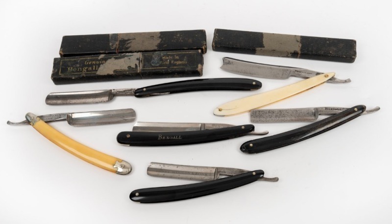 CUT THROAT RAZORS group of vintage and antique examples, three with ...