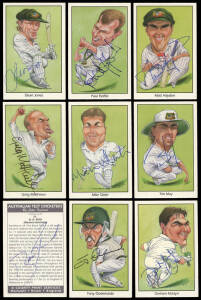 1993 County Print "Australian Test Cricketers by John Ireland", part set [9/25] all signed, including Dean Jones, Paul Reiffel & Matt Hayden.