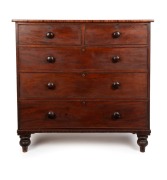 An antique Colonial Australian five drawer cedar chest with cockbeading and crossbanded decoration, full cedar secondary timbers, New South Wales origin, circa 1835, 116cm high, 119cm wide, 55cm deep