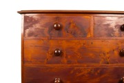 An antique Colonial Australian​​​​​​​ huon pine five drawer chest constructed from solid slabs of birdseye huon pine, full huon pine secondary construction throughout including back, Tasmanian origin, mid 19th century, 116cm high, 117cm wide, 55cm deep - 2