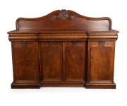 An antique&nbsp;Colonial Australian cedar sideboard with Thomas Hope scroll back and cedar panelled doors, Tasmanian origin, circa 1840, 137cm high, 188cm wide, 62cm deep