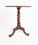 An antique Australian cedar wine table with barley twist column and carved scrolling tri-form base, Tasmanian origin, 19th century, 69cm high, 55cm diameter - 3