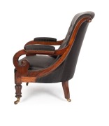 A fine quality antique Colonial Australian blackwood easy chair with carved lotus leg, serpentine front rail and black horsehair upholstery, Tasmanian origin, mid 19th century, 97cm high, 72cm across the arms - 2