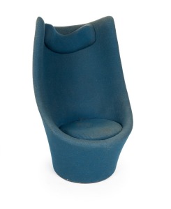 GRANT FEATHERSTON "Expo Sound Chair Mark II" vintage blue upholstered chair, 114cm high