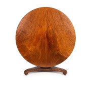 An early colonial cedar tilt-top breakfast table with handsomely selected solid book-matched top, cross-banded edge and frieze, turned and carved centurion&nbsp;skirt column, and finely crafted triform base with original concealed castors, full cedar secondary - 2