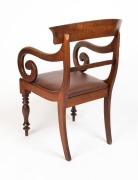 An antique Colonial Australian cedar carver chair with Trafalgar back, scroll supports, serpentine front rail and faceted legs, circa 1850, ex Clifford Craig collection, 90cm high, 54cm across the arms - 3